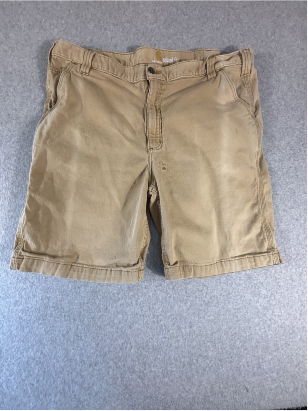 Carhartt Relaxed Fit Work Shorts Mens 42 Tan Canvas Utility Carpenter Cargo
